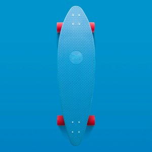 blue and orange longboard